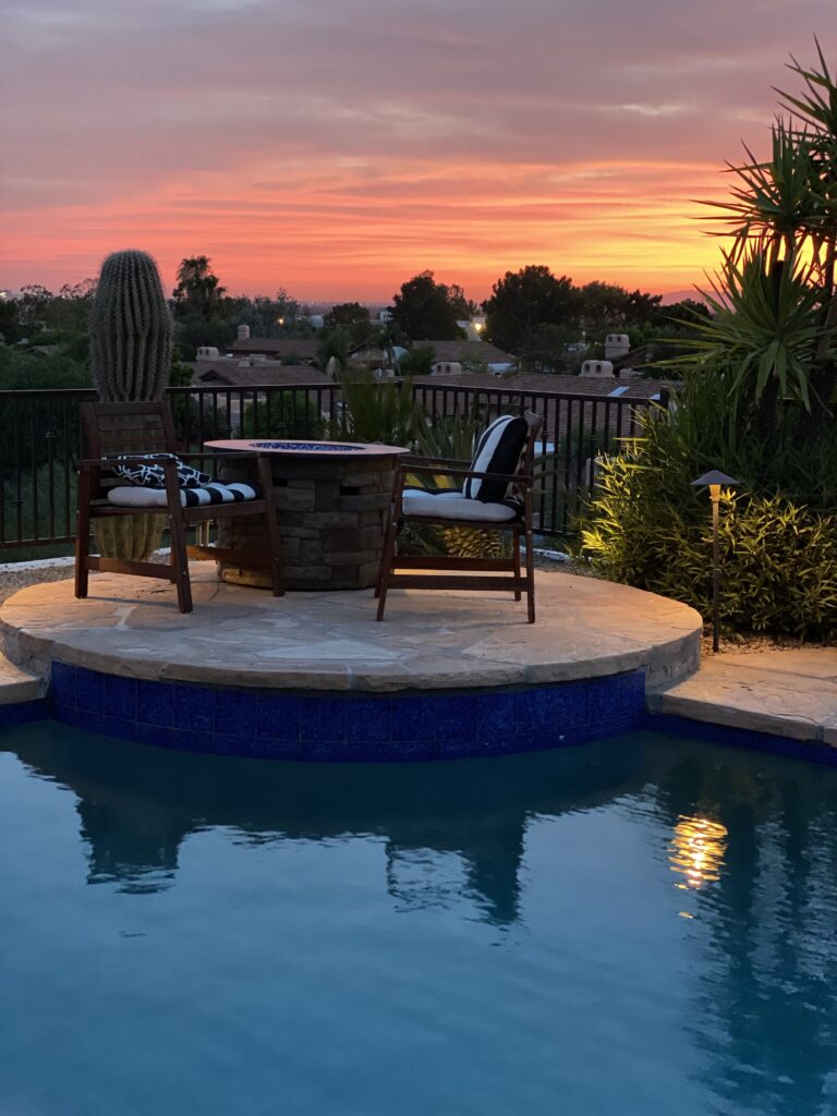 Ann's pool overlooking a beautiful Arizona sunset